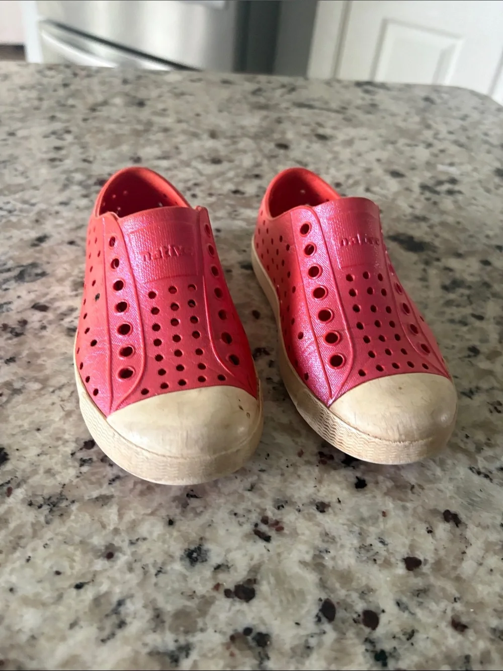 Native Shoes Kids Red Perforated Slip-On Water Sneakers